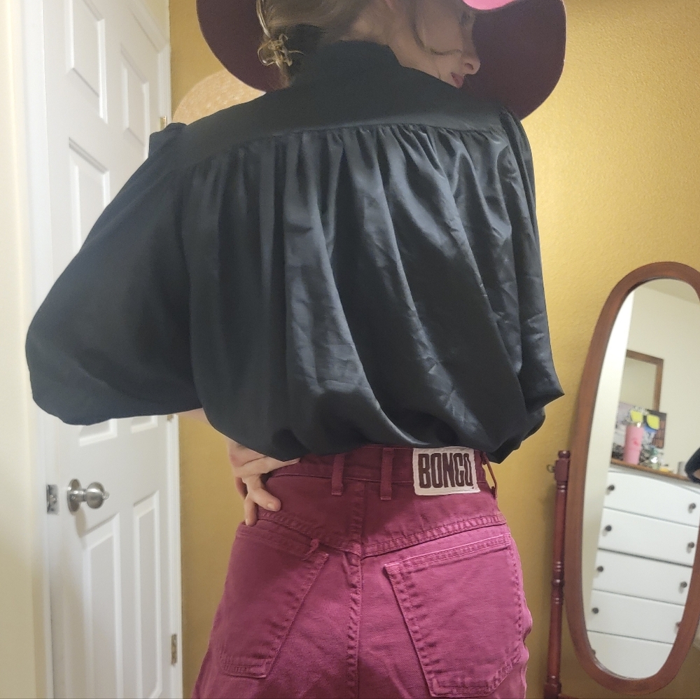 *Vintage Black Oversized Blouse - Picture 2 of 8